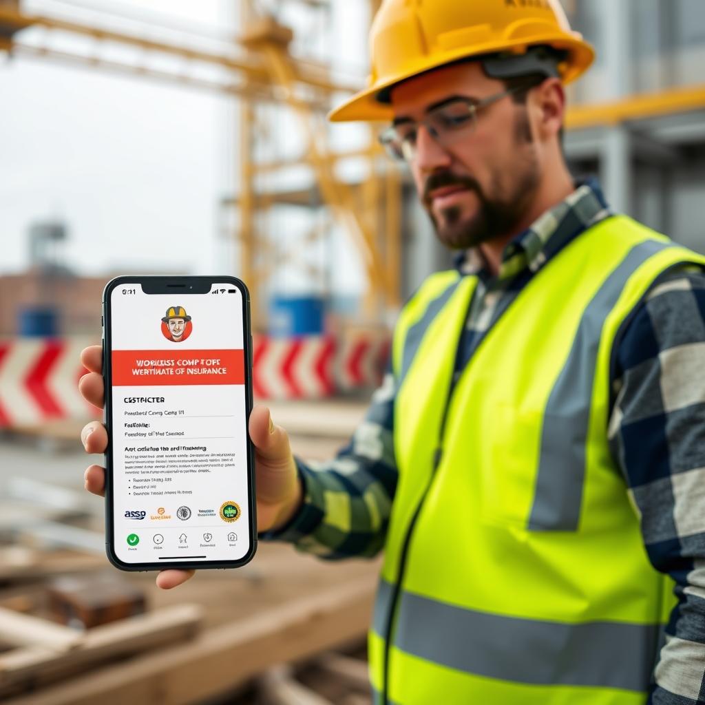 Contractor receiving workers comp certificate at a construction job site — national coverage